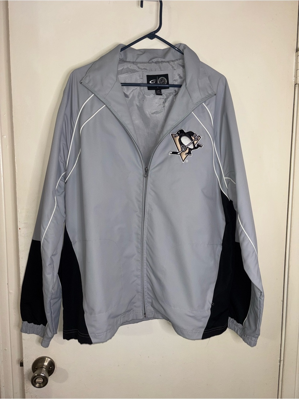 NHL Gray and Black Varsity Jacket with Team Patch